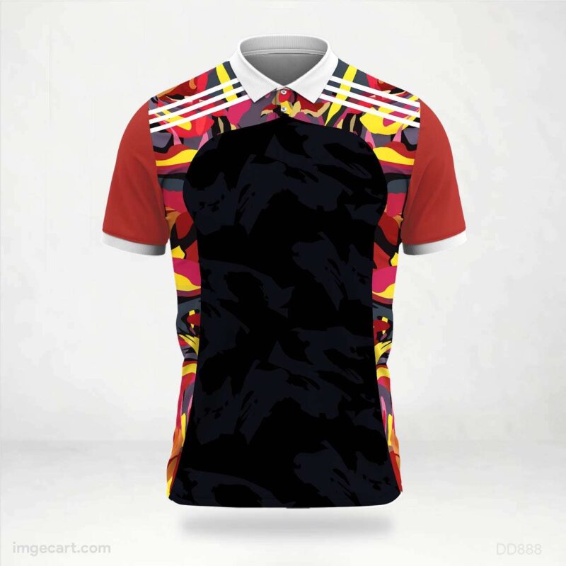 Red Black Abstract Jersey Design