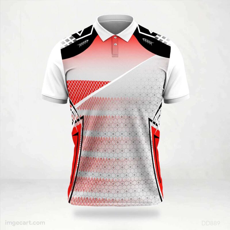 White Red Geometric Jersey Design