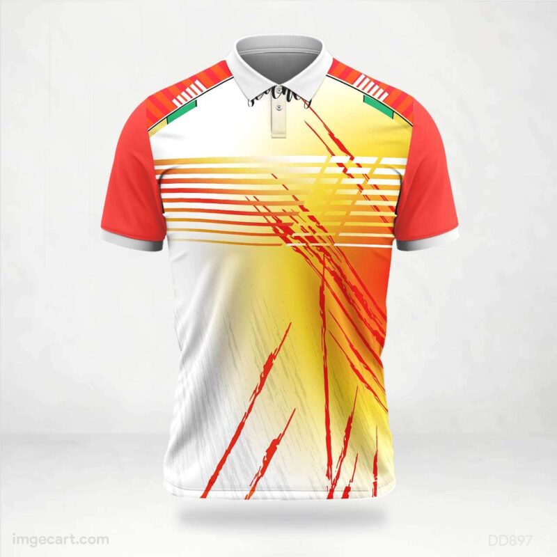 Red Yellow Abstract Jersey Design