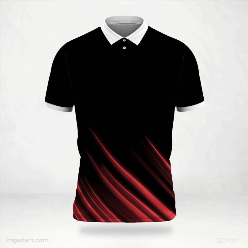 Black Red Wave Jersey Design
