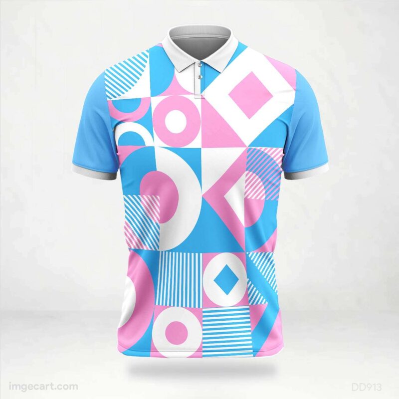 Blue Pink Geometric Jersey Design