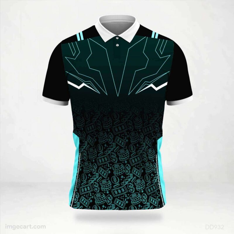Black Teal Gaming Jersey Design