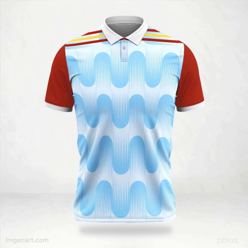 Red Blue Wave Jersey Design