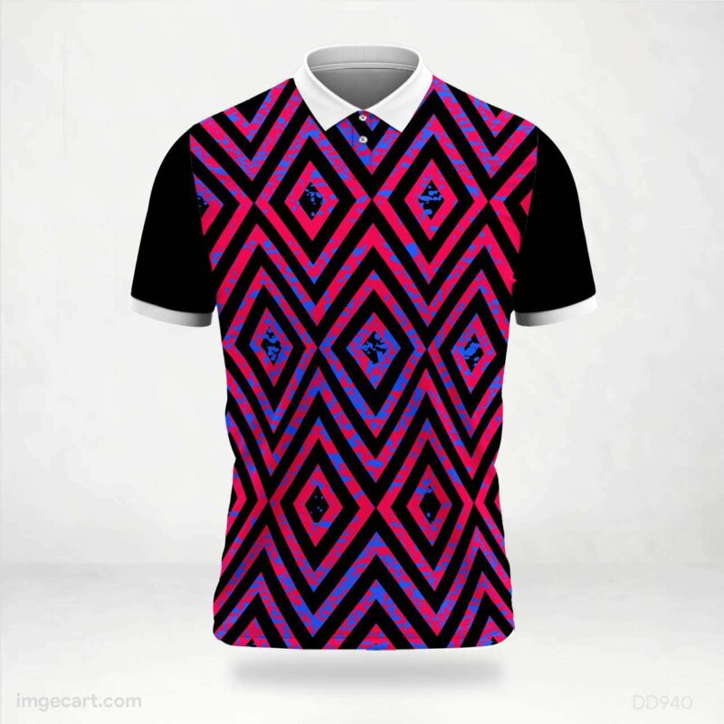 Black Pink Blue Pattern Jersey Design