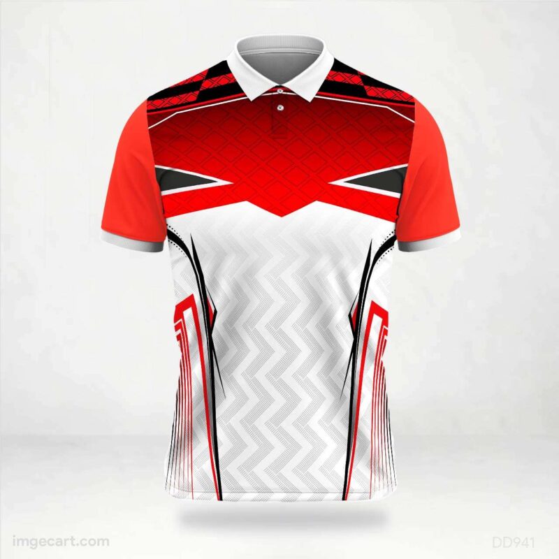 Red White Abstract Jersey Design