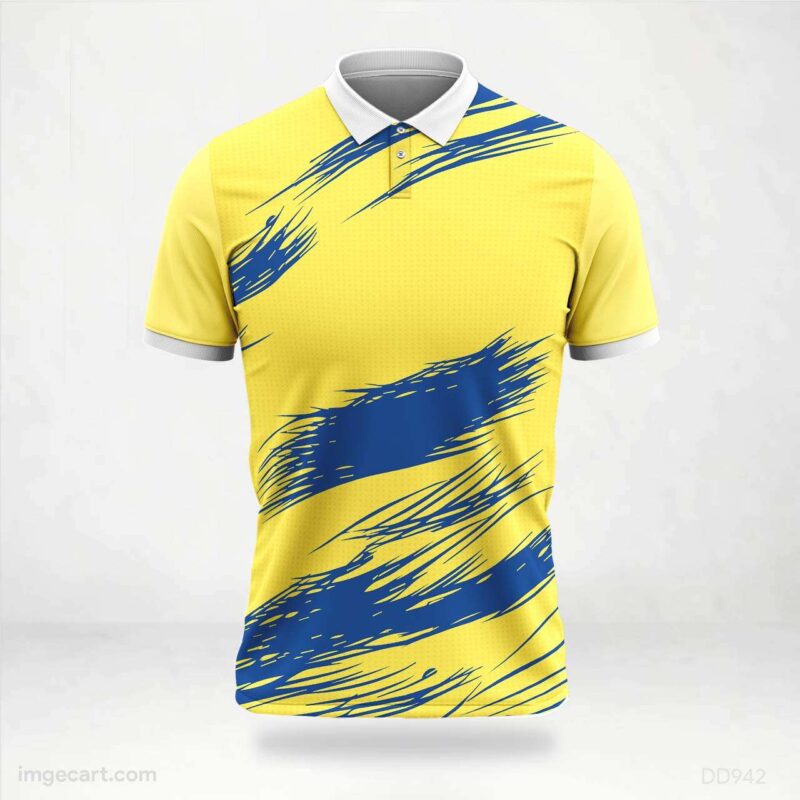 Yellow Blue Brush Stroke Jersey Design