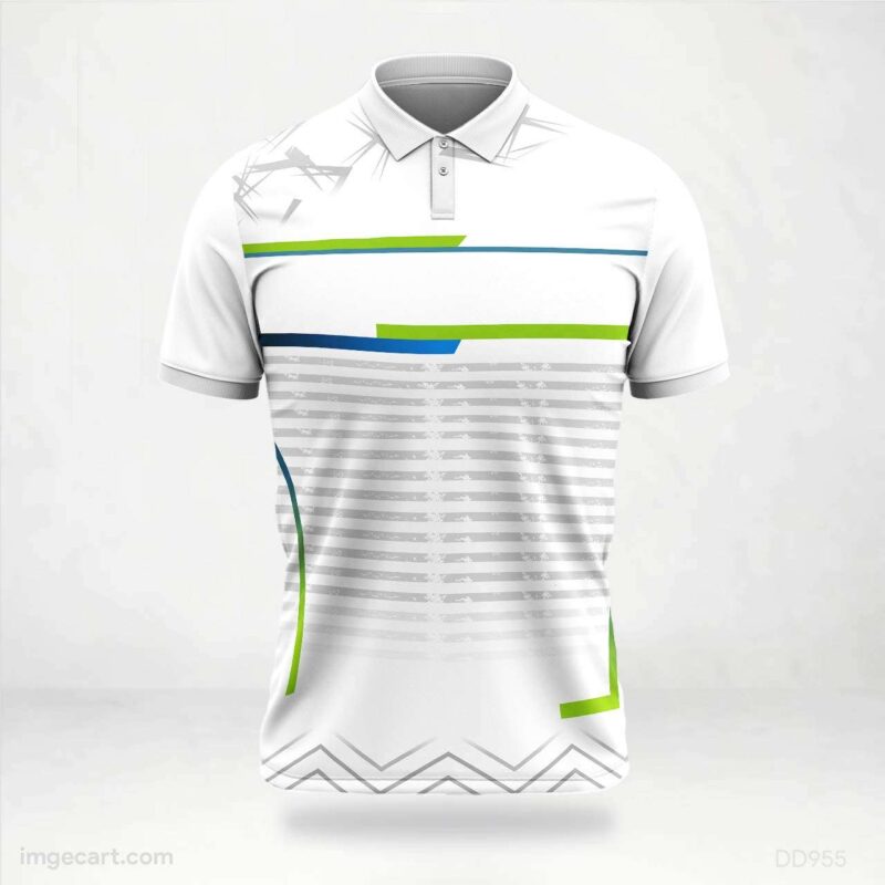 White with Blue and Green Stripes Jersey Design