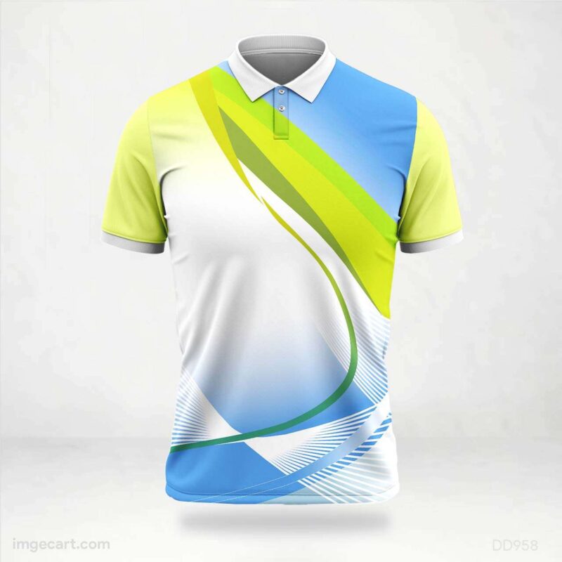 Blue, Green, and White Abstract Jersey Design