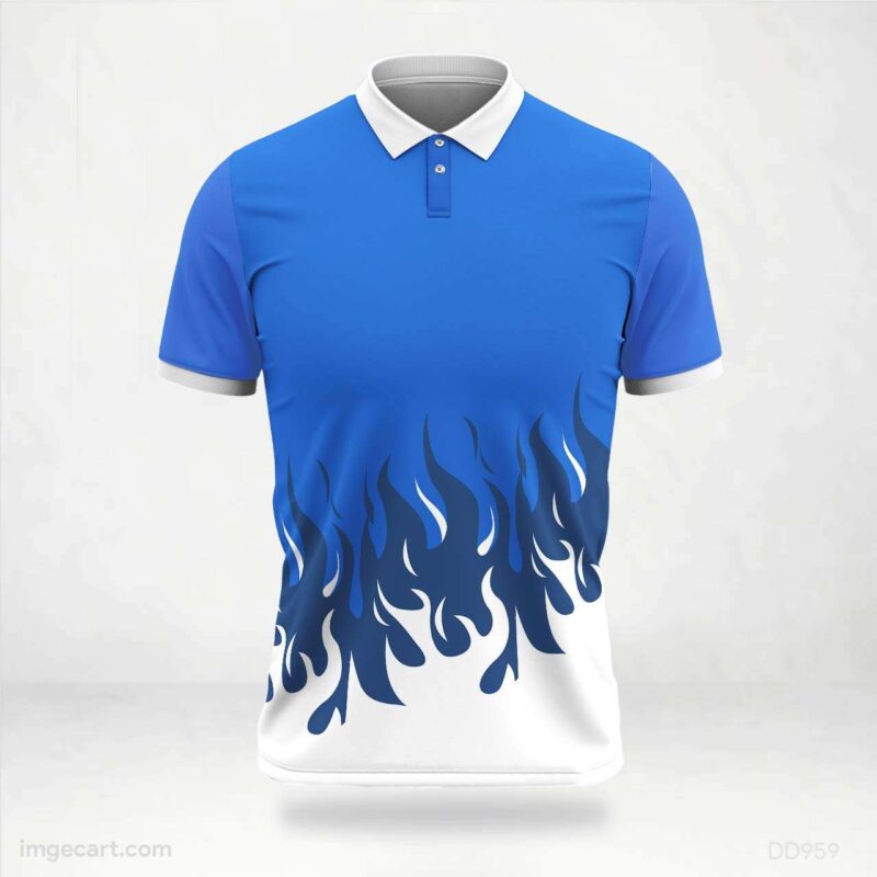 Blue and White Flame Jersey Design