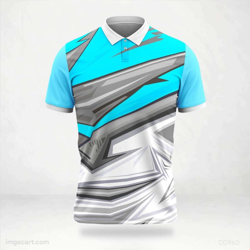 Cyan, Grey, and White Abstract Jersey Design