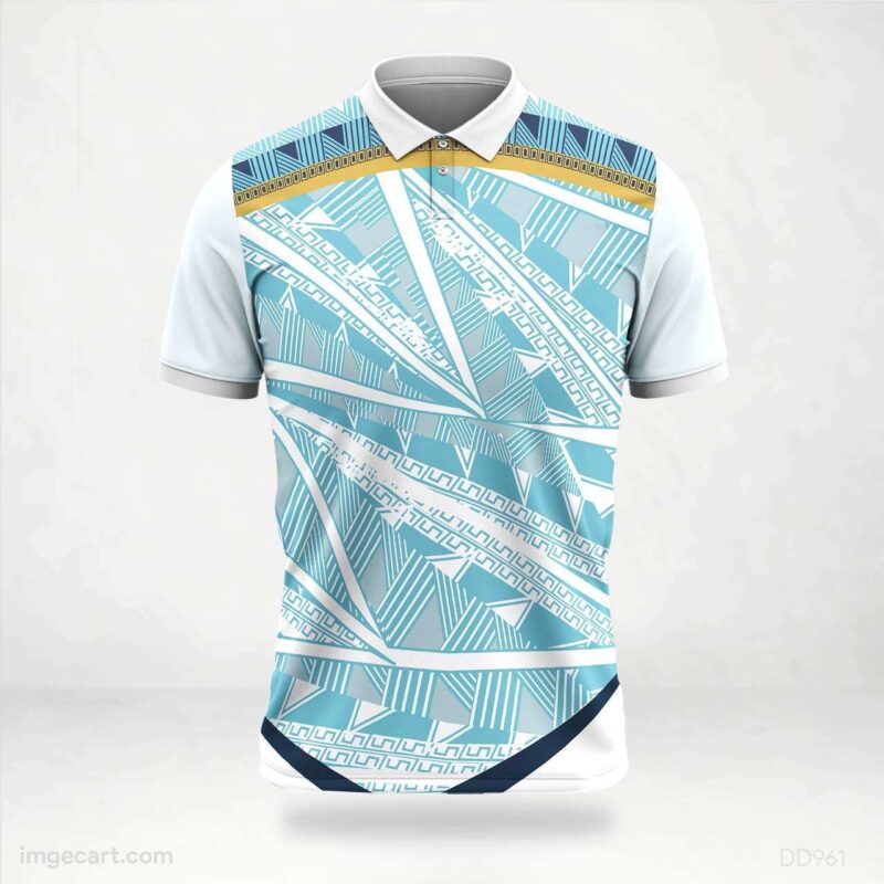 Blue, Yellow, and White Geometric Jersey Design