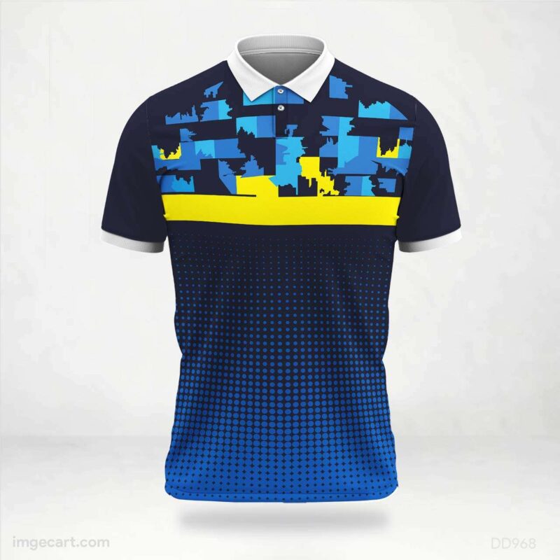 Blue and Yellow Blocks with Dots Jersey Design