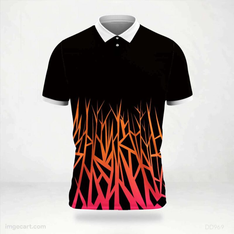 Black with Orange and Red Fire Jersey Design