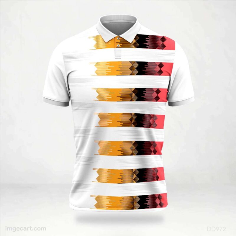 White with Orange, Black, and Red Brush Strokes Jersey Design