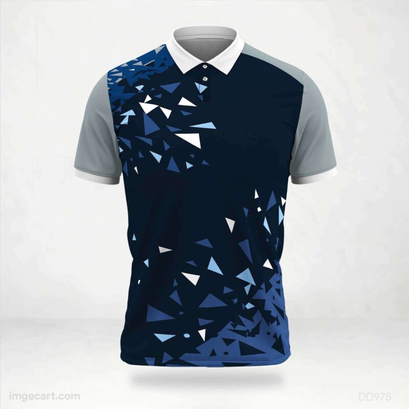 Navy Blue and Grey with Blue Triangles Jersey Design