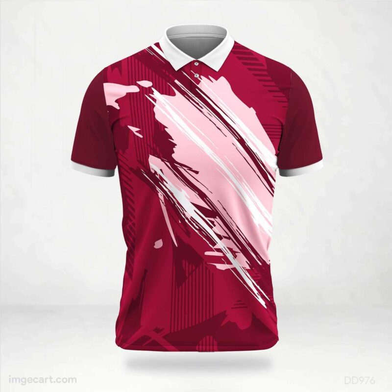 Maroon and Pink Abstract Brush Strokes Jersey Design
