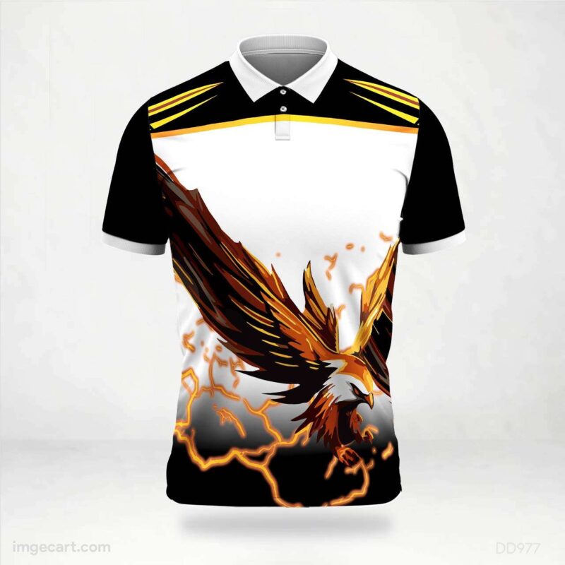 Black and White with Golden Eagle Jersey Design