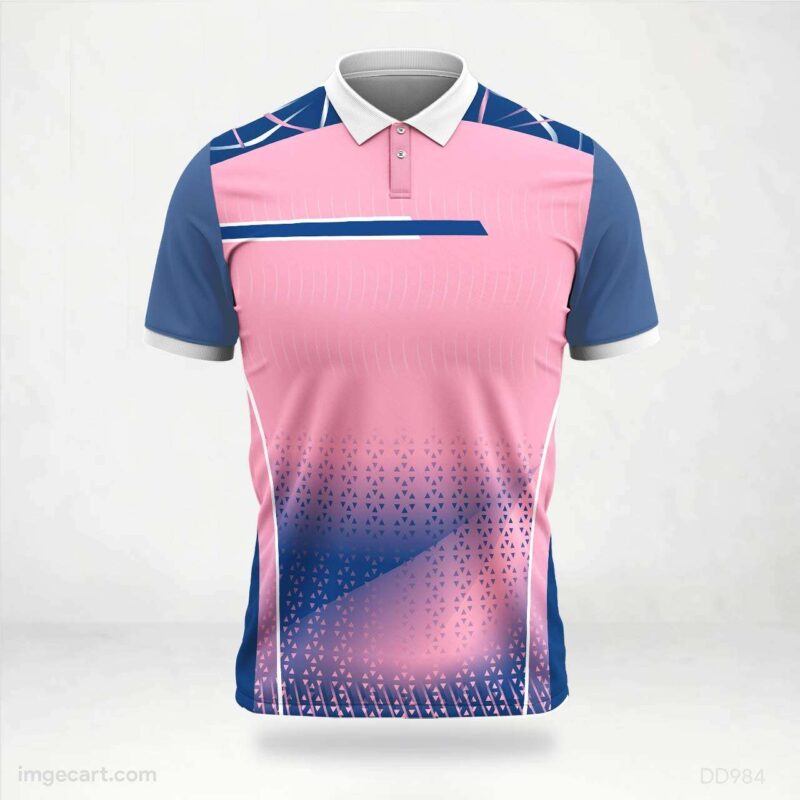 Pink and Blue Gradient with Triangles Jersey Design