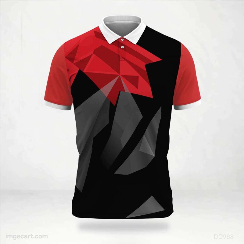 Black, Red, and Grey Geometric Jersey Design