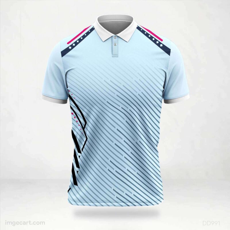 Light Blue with Diagonal Lines and Shoulder Accents Jersey Design