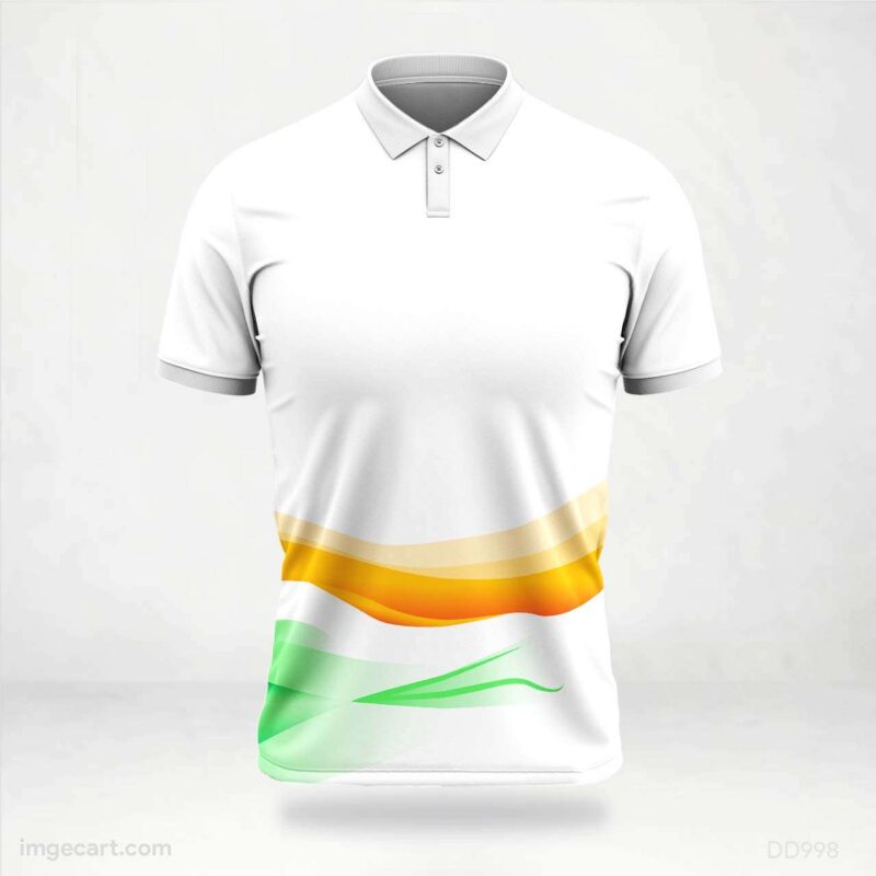 White with Orange and Green Waves Jersey Design