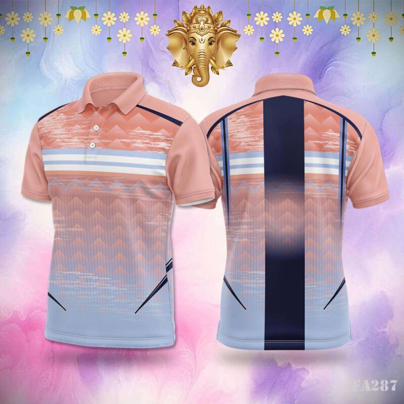 Peach and Blue Geometric Pattern Jersey Design