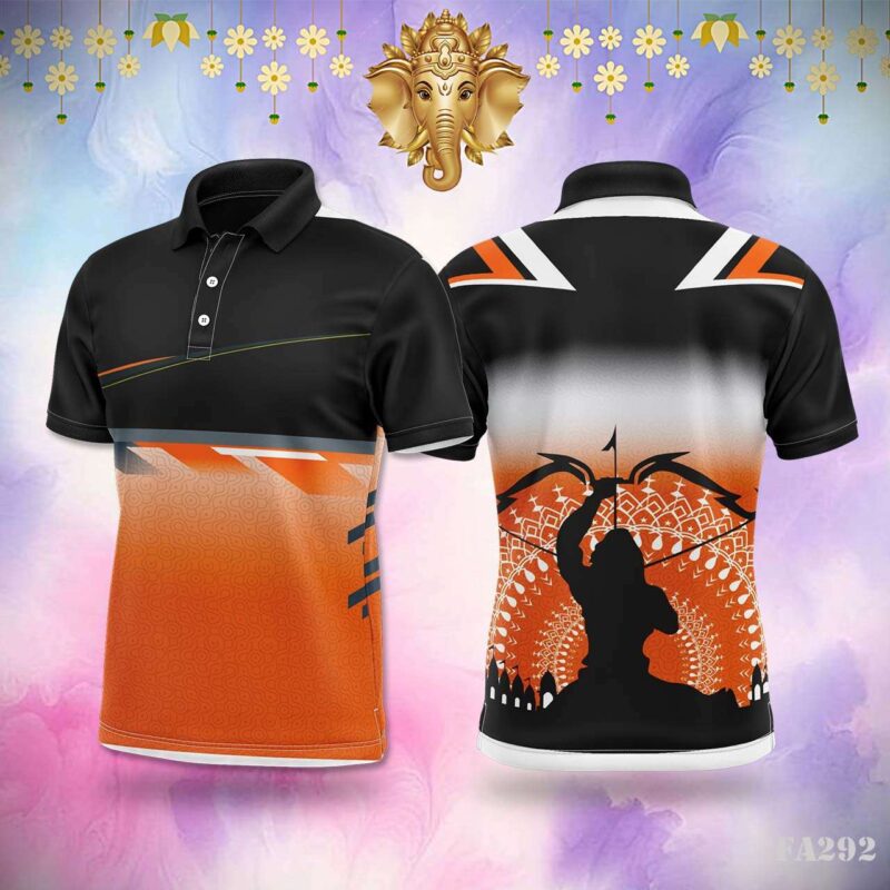 Orange and Black Geometric Jersey Design