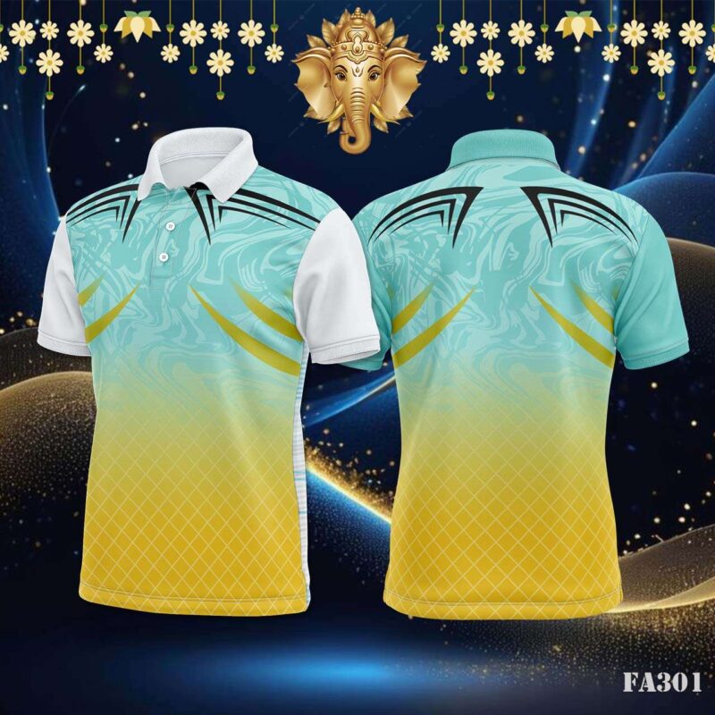 Blue-Gold Tribal Fade Jersey Design