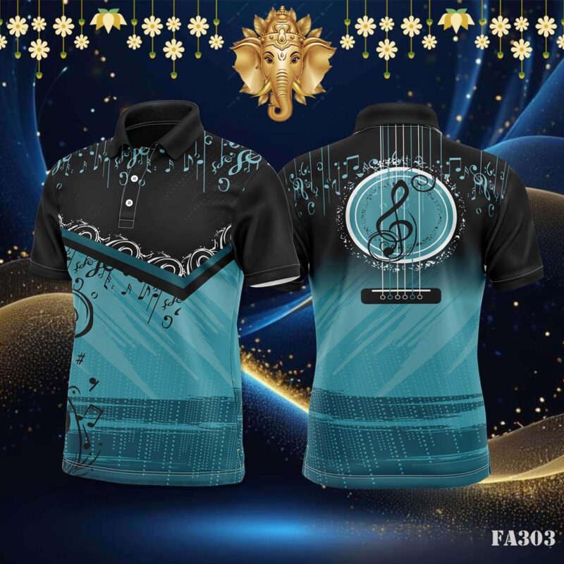 Musical Teal and Black Swirl Jersey Design