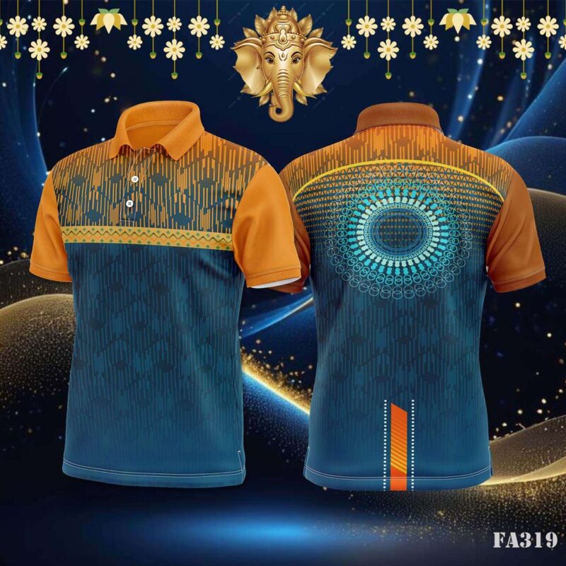 Ikat Inspired Geometric Jersey Design.