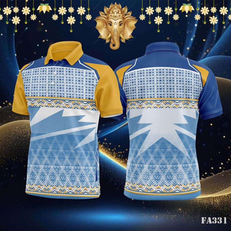 Geometric Blue Tribal Sportswear Jersey Design.