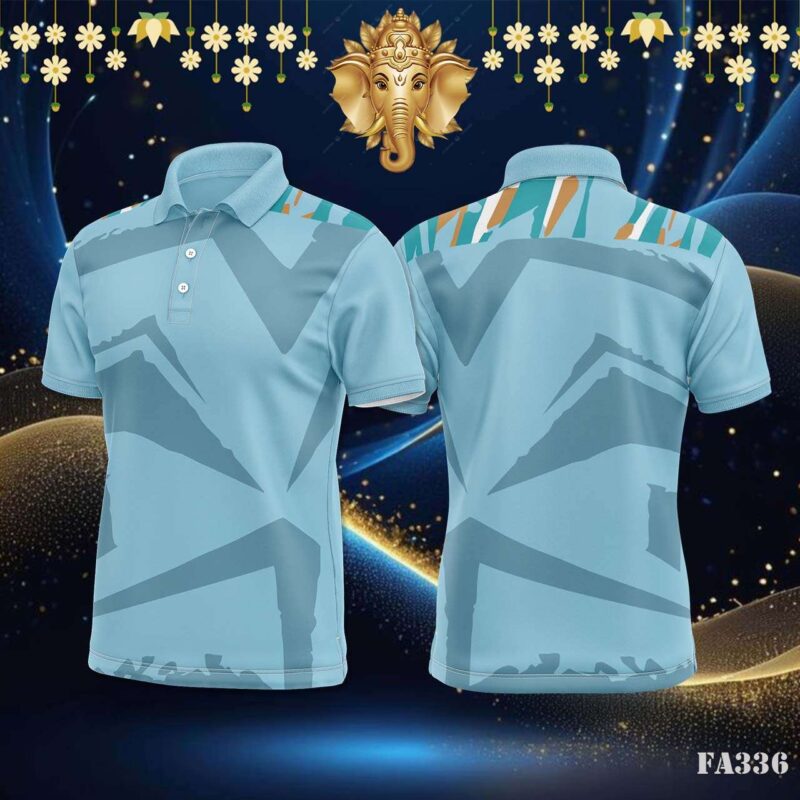 Abstract Sky Blue Jagged Shapes Jersey Design.