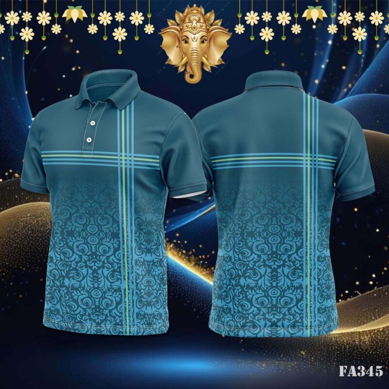 Blue Gradient Floral Plaid Jersey Design.