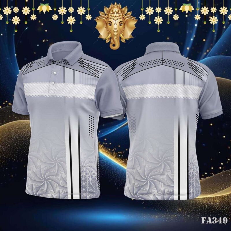 Abstract Floral and Geometric Grey Jersey Design.