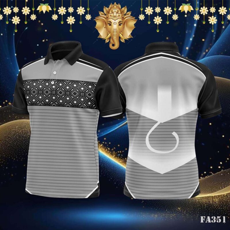 Monochrome Geometric Pattern Jersey Design.