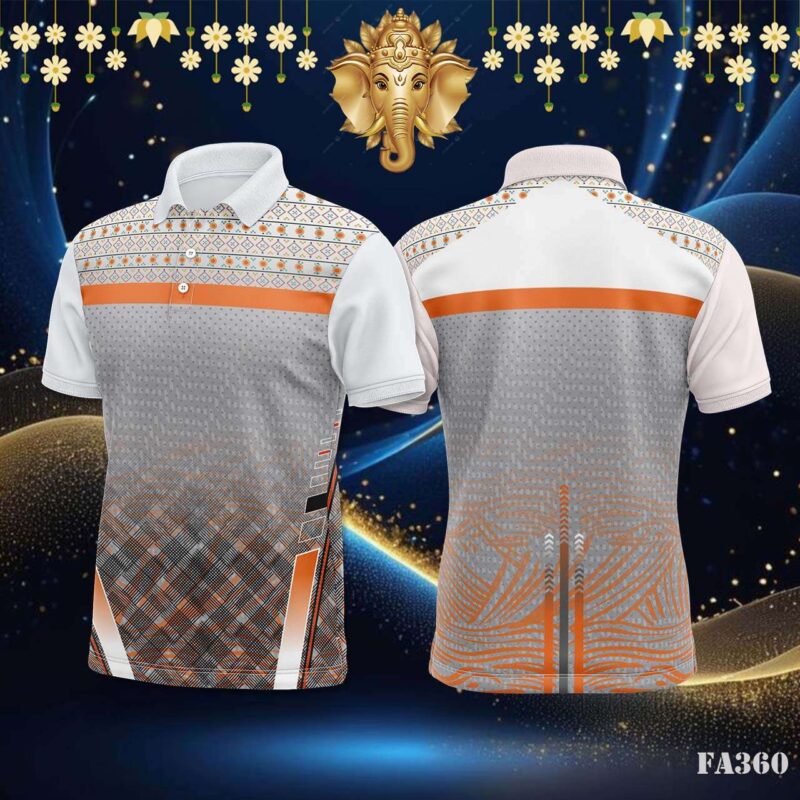 Abstract Orange and Gray Patterned Jersey Design.
