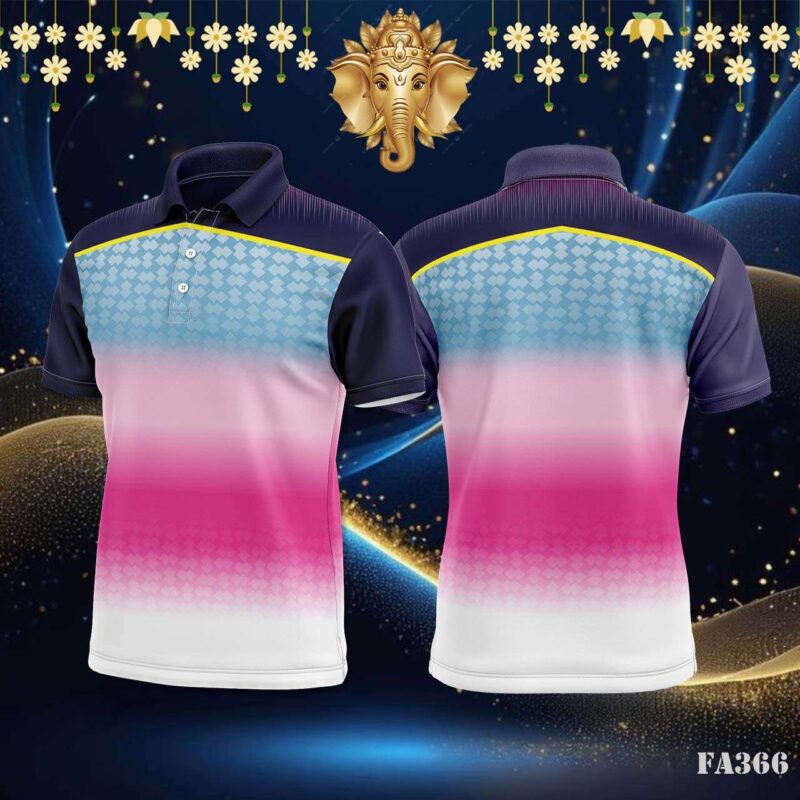 Pink and Blue Geometric Gradient Jersey Design.
