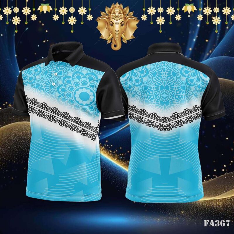 Mandala Lace Geometric Blue Jersey Design.