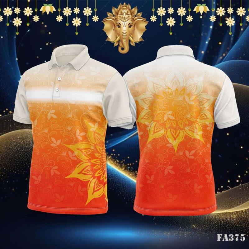 Mandala Floral Orange Gradient Jersey Design.