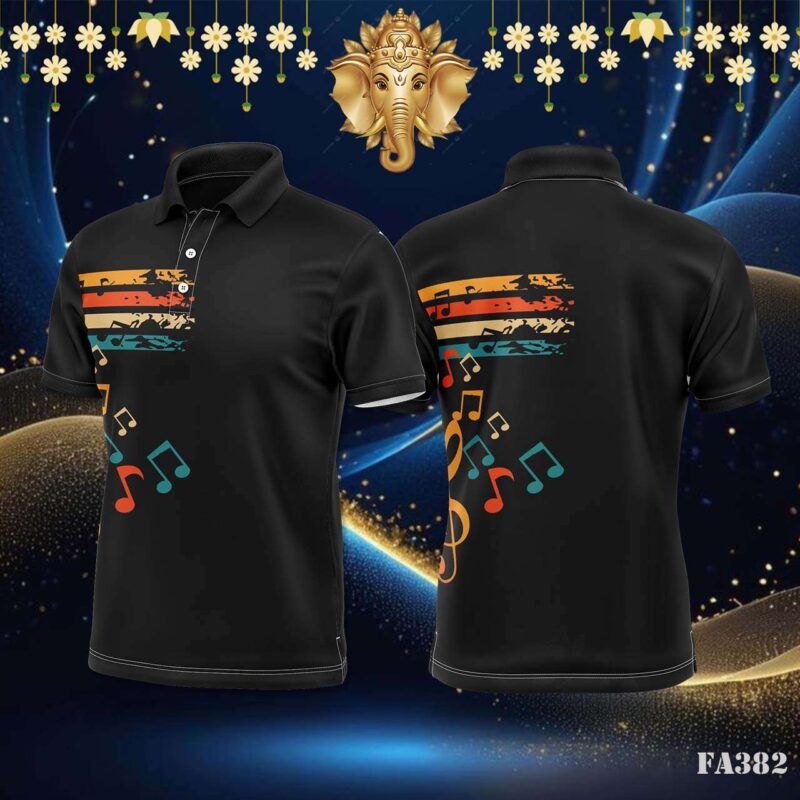 Retro Musical Notes Grunge Jersey Design.