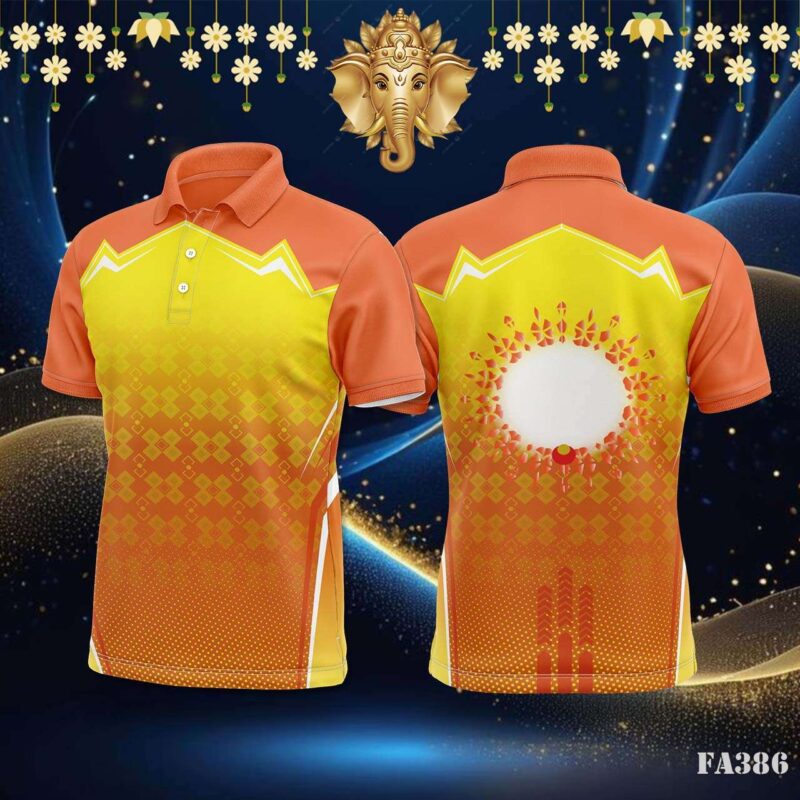 Orange and Yellow Geometric Halftone Jersey Design.