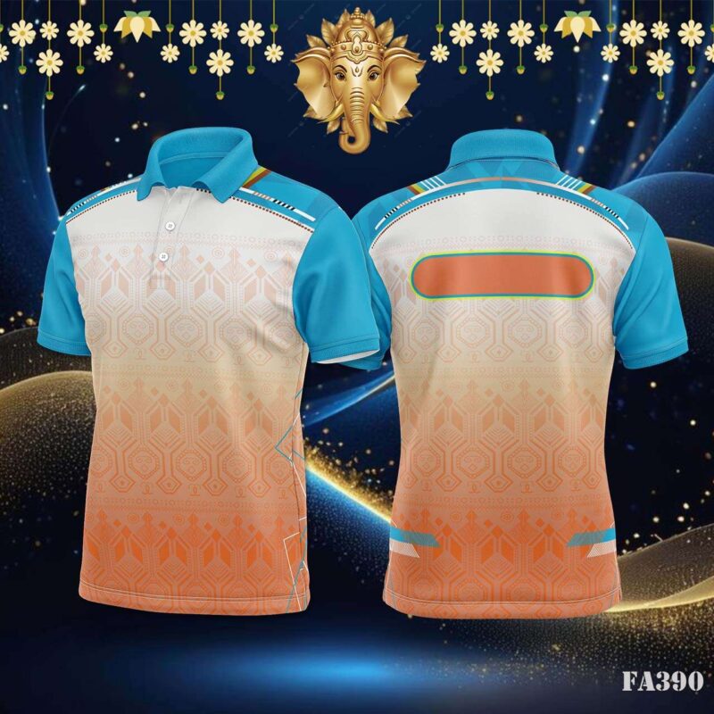Orange Abstract Geometric Jersey Design.