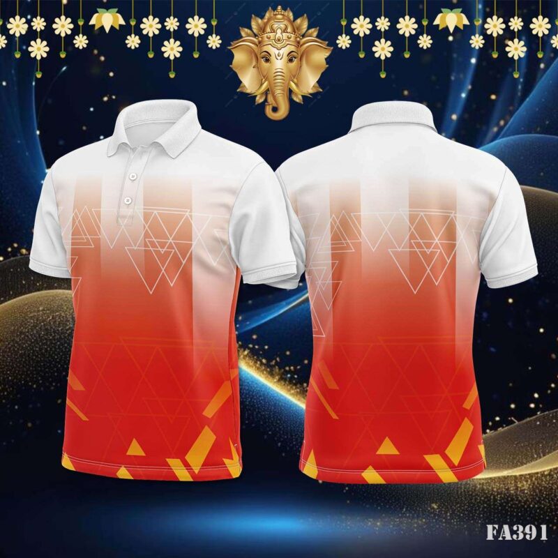 Orange Geometric Triangle Fade Jersey Design.