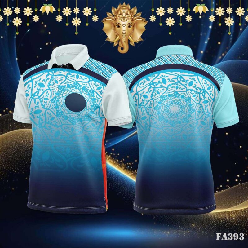 Blue and White Mandala Pattern Jersey Design.