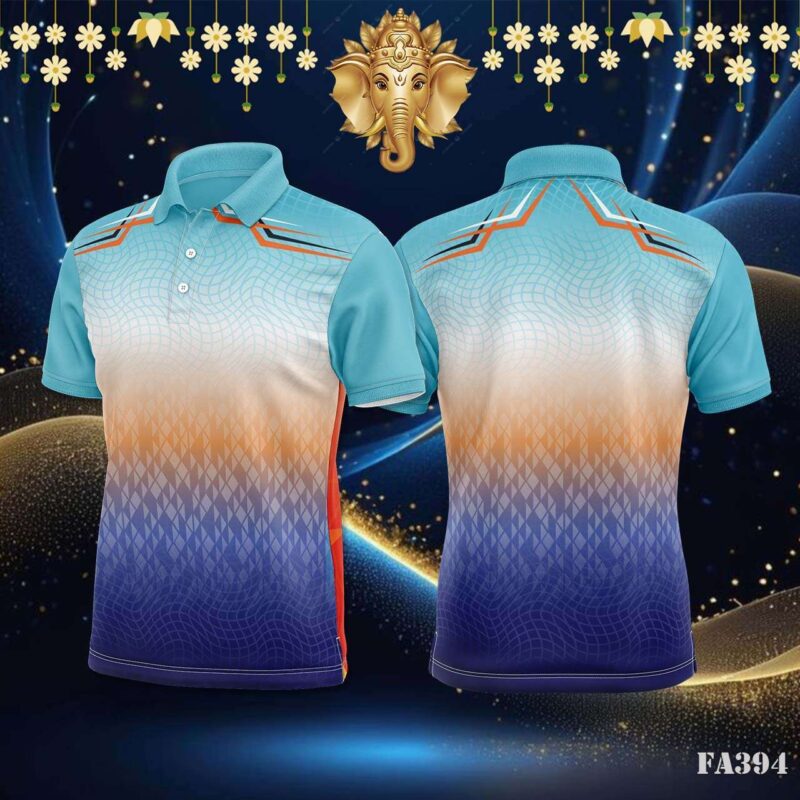 Abstract Orange Blue Geometric Waves Jersey Design.