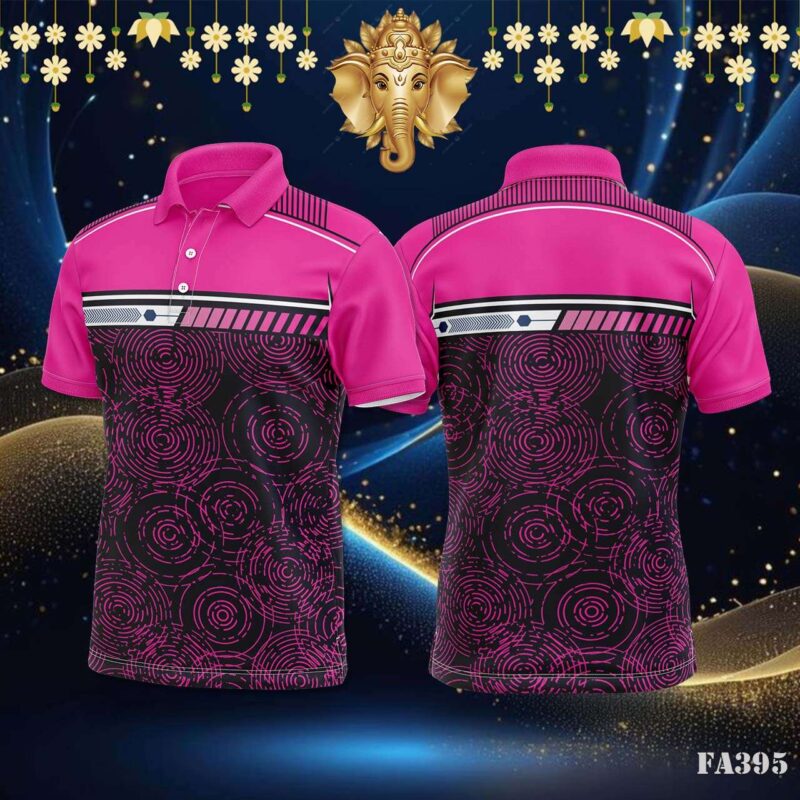 Pink and Black Circular Abstract Jersey Design.