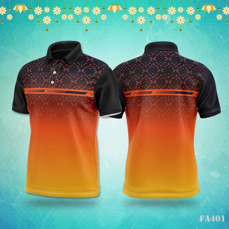 Pixelated Gradient Orange Jersey Design.