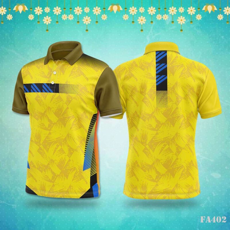Yellow Grunge Geometric Sportswear Jersey Design.
