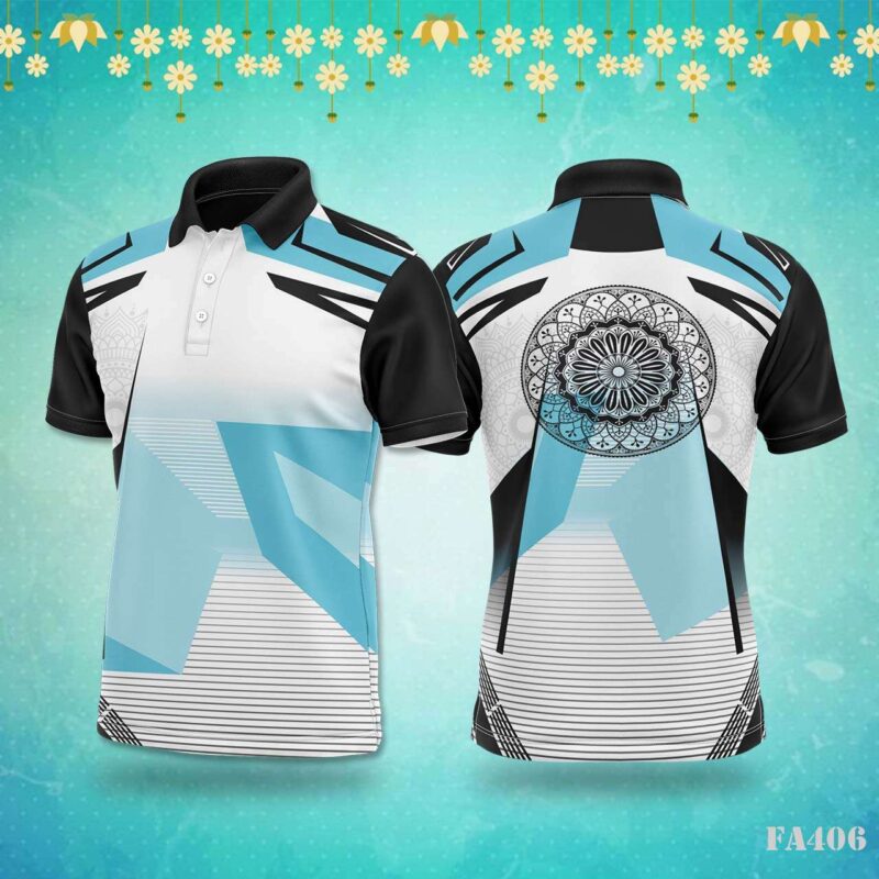 Blue Abstract Geometric Mandala Sportswear Jersey Design.