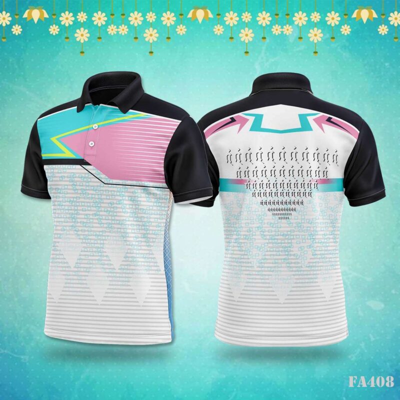Abstract Geometric Pink Blue Sportswear Jersey Design.